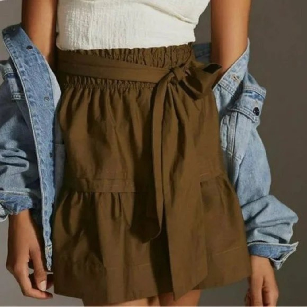 Maeve Anthropologie The Somerset Tiered Mini Skirt Cotton Small
